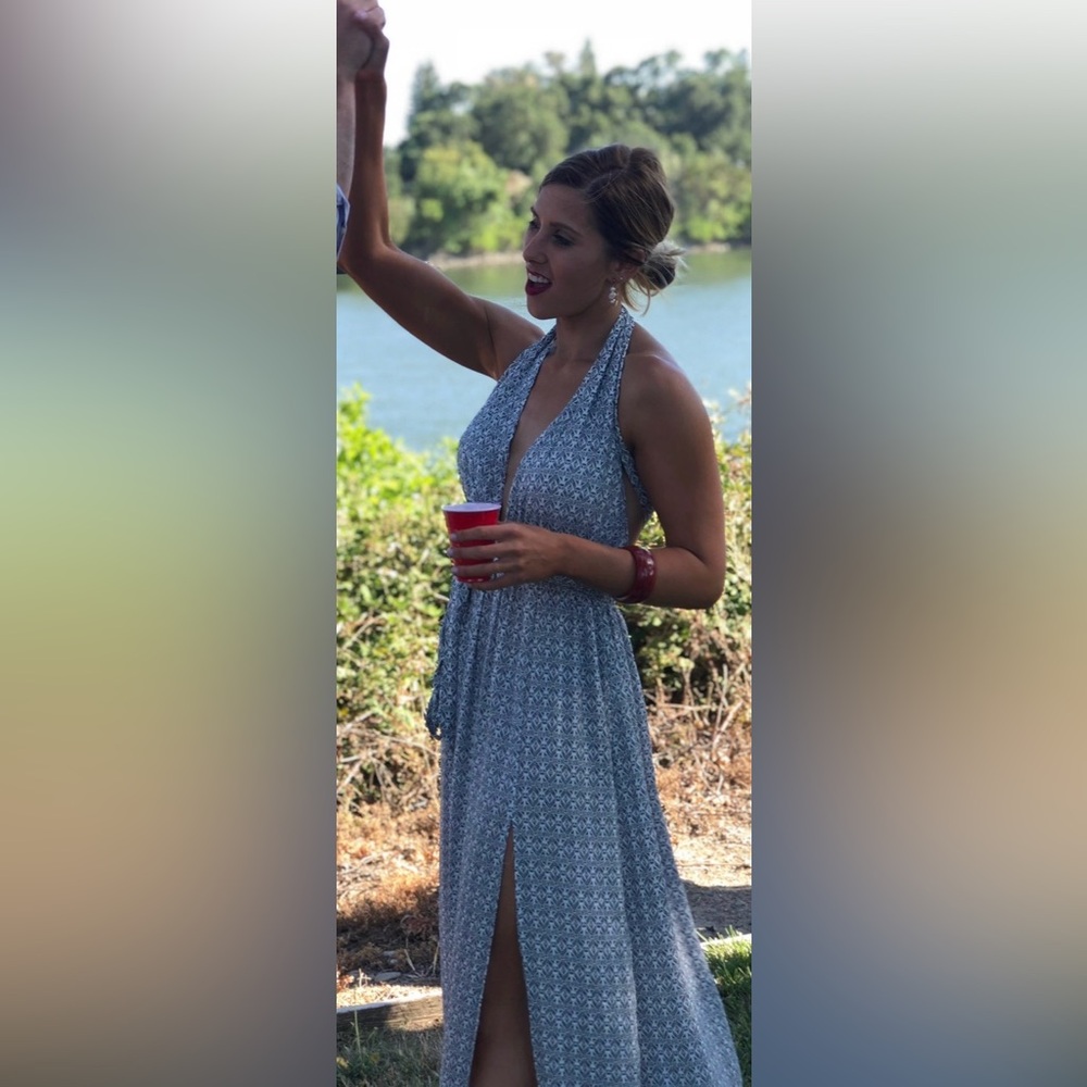 Black and white Patterned Halter Dress